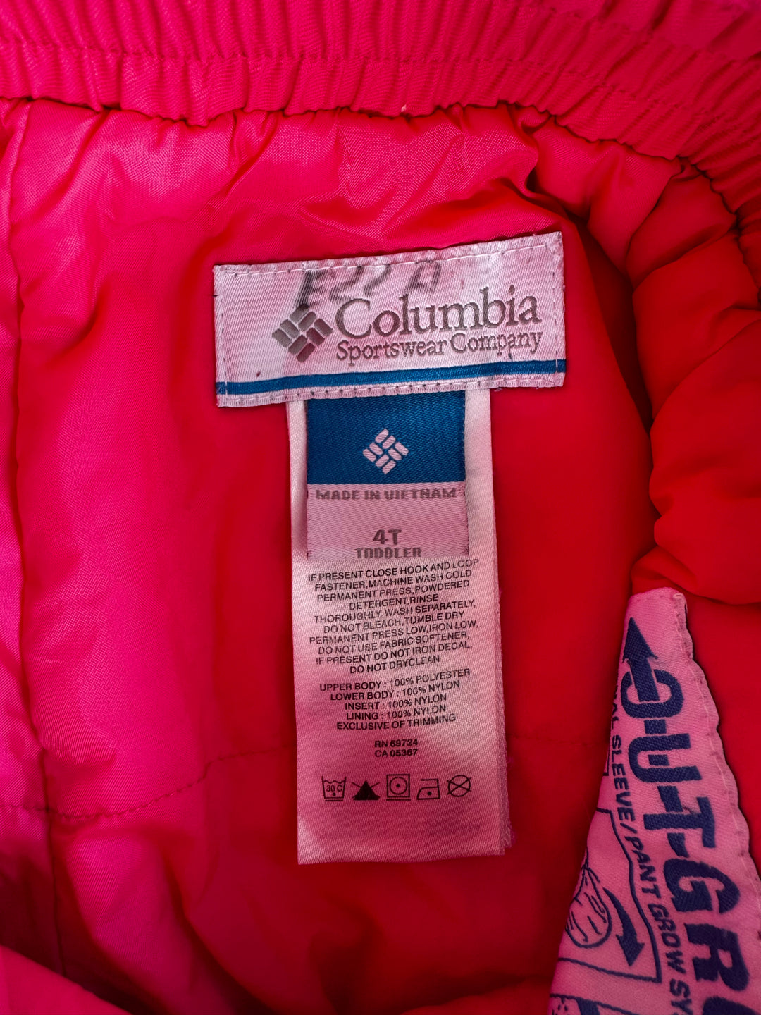 Columbia Kids Ski Pants Pink 4 Years